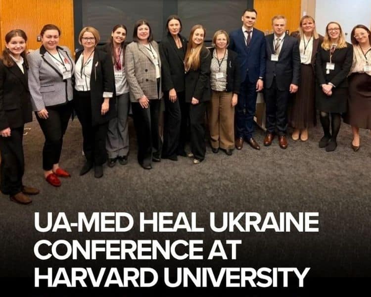Group photo of the United Help Ukraine and other attendees at the Ua-Med Heal Ukraine Conference at Harvard University.